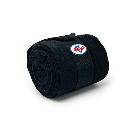 Professional's Choice Polo Wraps Double-Sided Fleece | Secure Hook and Loop Closure | Nine feet Long | Machine Washable | Black