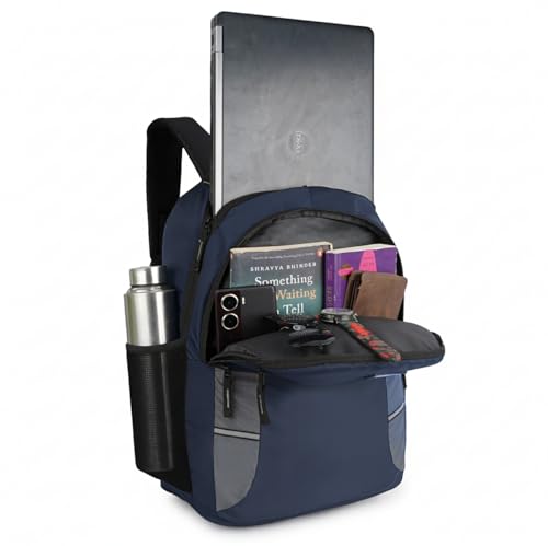 Image of Half Moon 30L Laptop Backpack for Boys & Girls School Bag, Office Use Daypack, Travel Bag for Man, College Bag for Men & Women, Water Resistant, Laptop Sleeve 15 Inch, Reflective Strip (Navy Blue)