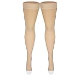 Amazon Basic Care Medical Compression Stockings, 20-30 mmHg Support, Women & Men Thigh Length Hose, Open Toe, Beige, Large (Previously NuVein) - Image 4