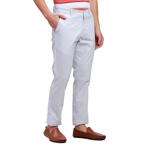 Image of Colorplus Men's Cotton Blend Solid Piece Dyed Pattern Contemporary Fit Flat Front Casual Trouser