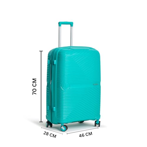 Image of 2 Pc Set 50 cms & 70 cms- Small (Cabin) & Large Polypropylene 360 Degree 8 Wheels Trolley Bag for Travel Hard Case Luggage, Combination Lock with 3 Yrs Warranty (Teal)