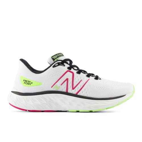 New Balance Women's Fresh Foam X Evoz V3 Running Shoe, White/Carnival Pink/Bleached Lime Glo, 5