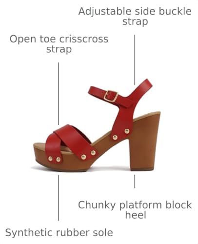 Image of Soda MIGUEL ~ Women Crisscross Band Fashion Chunky Platform Block Mid Heel Sandal with Ankle Strap and Stud