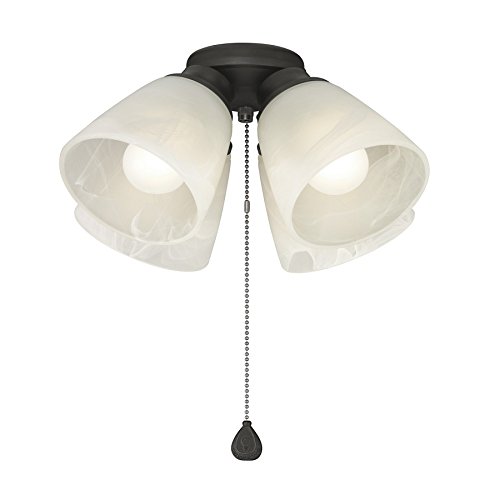 Harbor Breeze 4-Light Matte Black Incandescent Ceiling Fan Light Kit with Alabaster Shade