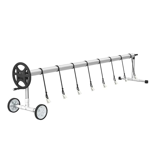 FIVMEN Cubierta enrollable para piscina, 3-5,7 m, dispositivo móvil para lona, sistema de enrollado premium, incluye cintas y rodillo ajustable, tipo C