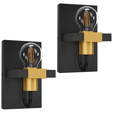 Lámpara de Pared Klighten Vintage Industrial en Metallo Oro Negro Cover