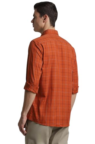 Image of Peter England Men 100% Cotton Slim Fit Checkered Casual Everyday Full Sleeve Shirt |