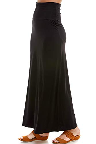 Azules Women'S Rayon Span Maxi Skirt - Black,X-Large4