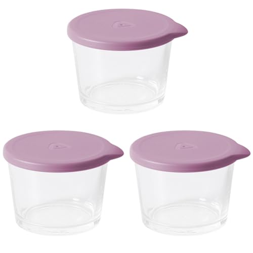 ガラス保存容器タンク 調味料密封タンク 食品貯蔵タンク ミニガラス貯蔵タンク 小タンク 密封タンク 家庭用キッチンタンク コーヒー豆/お茶/砂糖/香辛料/タンパク粉/小麦粉/バスソルト/梅干し容器 260 ml 3個入 (パープル)