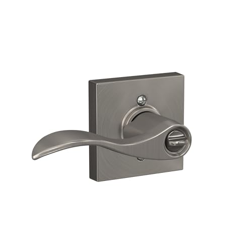 Image of SCHLAGE Accent Lever with Collins Trim Keyed Entry Lock in Satin Nickel - F51A ACC 619 COL