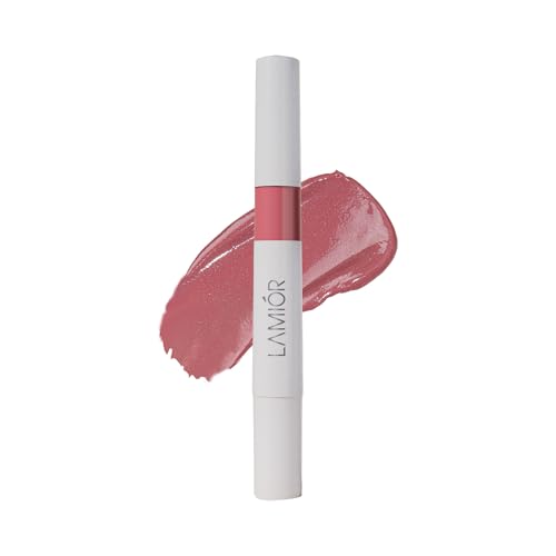 Image of LAMIOR Peptide Glaze Lip Balm - 3 in 1 Formula for Glossy Shine, Healing & Nourishment for Dry Dark & Pigmented Lips with Shea Butter, Non Sticky, Moisturizing Lip Balm for Women, (Strawberry Cake)