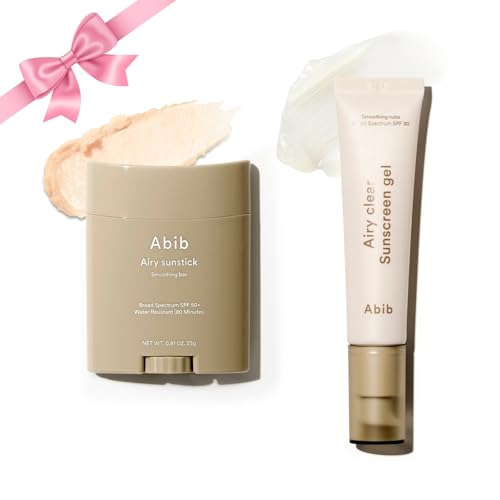 Image of Abib Airy Sun Care Duo, Broad Spectrum Duo, Semi-Matte Lightweight Sunscreen Set, No White Cast, Pore-Blurring Primer-Like Finish, Korean Sunscreen, 2 Count