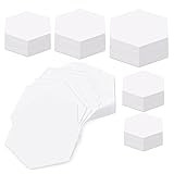 TLKKUE 600 Pieces Papers Piecing Hexagon Paper Piecing Template 6 Sizes White Quilting Template Hexagon Shape for Quilting, Sewing, Craft Ideas DIY