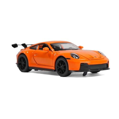 Image of Orange Die-Cast 911 GT3 Sports Racing Car Toy Model with Rear Spoiler - Realistic Miniature Die-Cast Style Car for Kids & Collectors (Orange)