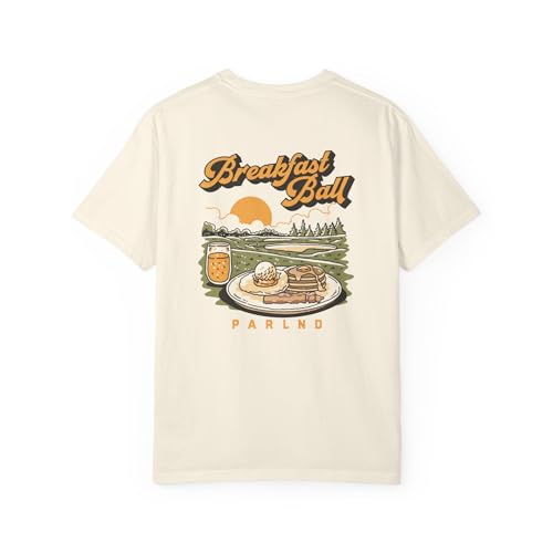 Parlnd Breakfast Ball Golf T-Shirt – Funny Retro Golf Graphic Tee – Soft Cotton Summer Shirt