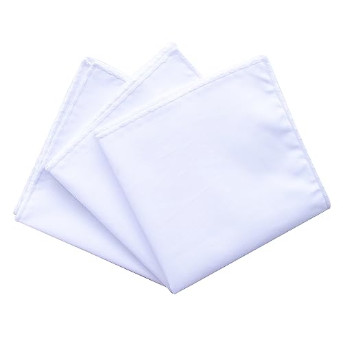 Image of 3-Pk Mens Cotton White Pocket Square with Color Border(10 Colors)
