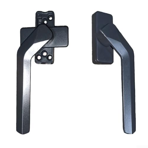 FACAIIO Poignée de fenêtre verrouillable en alliage d'aluminium avec finition oxydante givrée, tige carrée, noir et gris