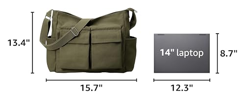 Image of KALIDI Canvas Tote Bag Zipper Large Crossbody Shoulder Bag Messenger Bag | Hobo Purse Cross Body Handbag for Women or Men Casual College Work Travel Daily Commuting Everyday