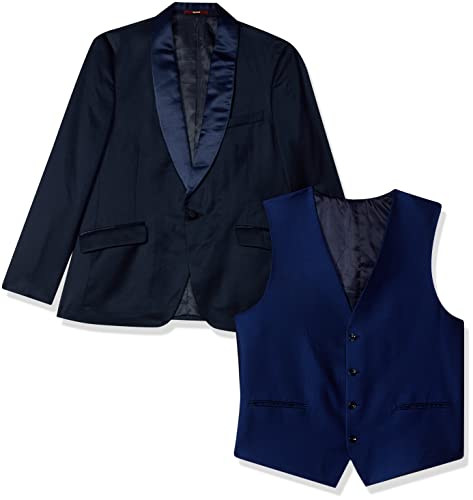 Image of Raymond Polyester Blend Men's Full Sleeve Contemporary FIT Dark Blue Formal Suit