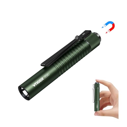 VTIGER T1A Mini Pocket EDC Flashlight with Clip,1300 Lumen Compact AA Rechargeable LED Little Flashlights, Super Bright Tail Switch Small Flash Light with Magnet for Camping,Hiking,Outdoor,Emergency