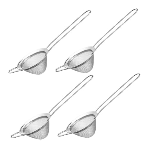 Cabilock 4 Piezas Colador Fino de Malla Acero Inoxidable con Mango Ergonómico de Mini Coladores para Café Té Cócteles y Cocina