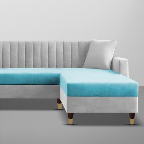 Image of Casaliving Garcia L Shape Sofa Set for Living Room Premium Fabric Sofa (4 Seater RHS, Turquise Grey)