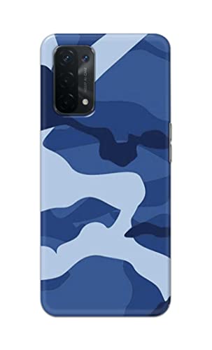 Image of Printed Hard Back Cover Case for Oppo A54 5G | Oppo A74 5G | Oppo A93 5G | Oppo A93s 5G Back Cover (Army Blue Pattern) -1302