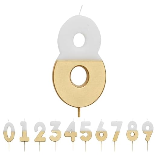 Talking Tables Vela Número 8 Blanca y Dorada para Tartas | Decoración para tartas de primera calidad | Para niños, adultos, fiesta de cumpleaños número 18, 80, aniversario, hito