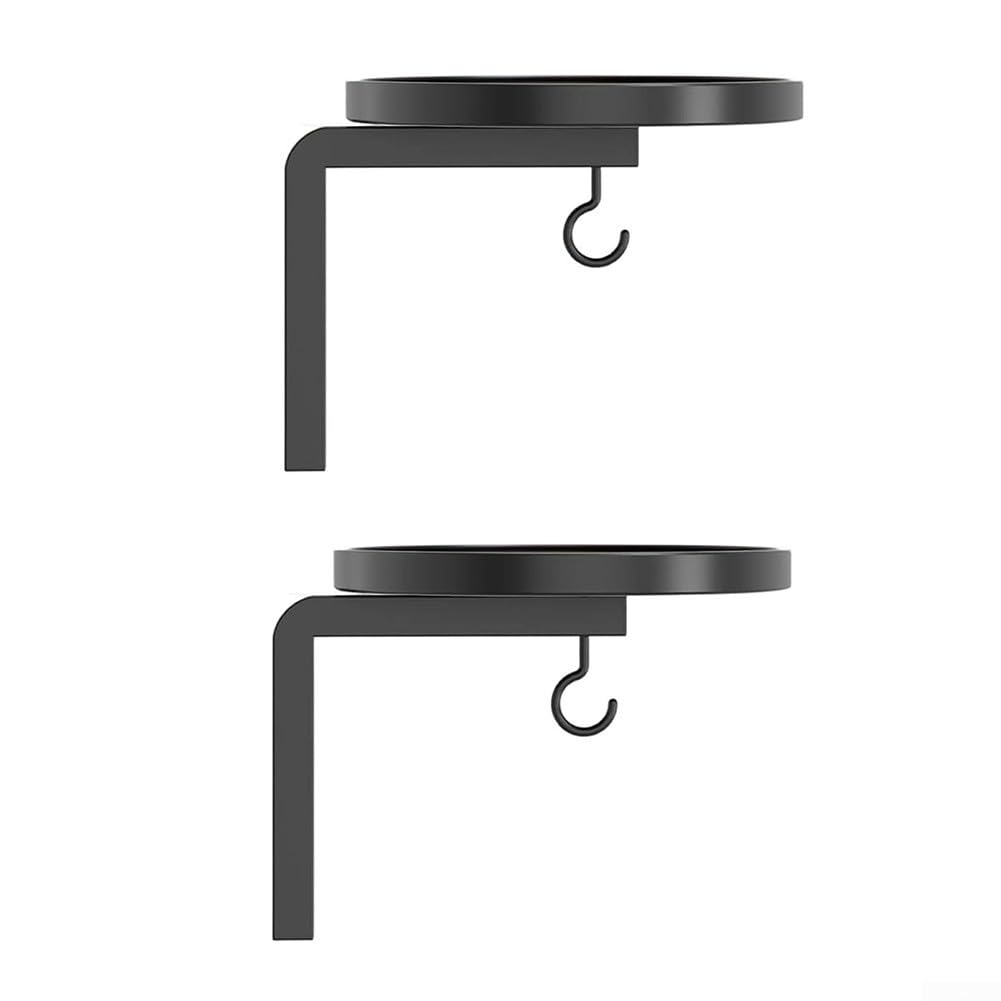 Colgador de pared para plantas, paquete de 2 soportes para macetas para interiores y exteriores, jardín, resistente, resistente al agua, diseño de borde elevado, instalación de decoración moderna