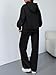Trendy Queen 2 Piece Lounge Sweat Sets Plus Size Fall Fashion Matching Sweatsuits Wide Leg Pants Travel Outfit Winter Clothes Black L