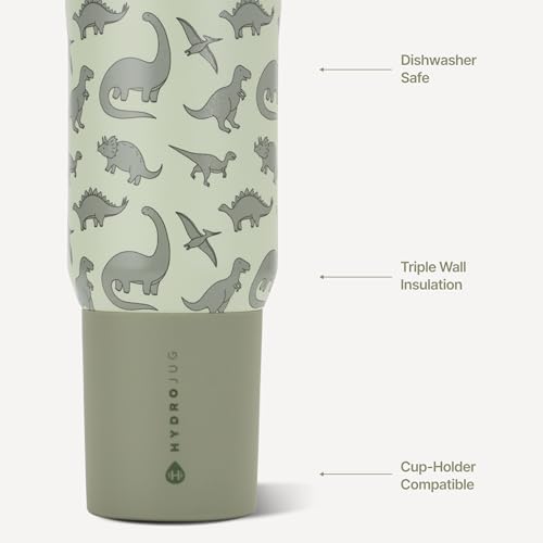 Image of HydroJug Sport 20 oz Insulated Stainless Steel Water Bottle, Dinosaur