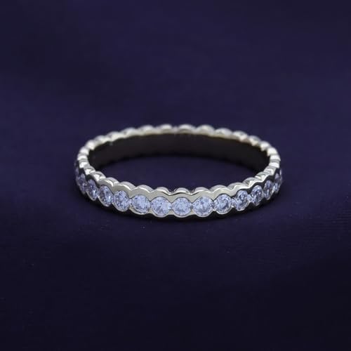 SAVEARTH DIAMONDS 1 Carat Round Cut Lab Created Moissanite Diamond Full Eternity Stackable Wedding Band Ring For Women In 14K Gold Over Sterling Silver (VVS1 Clarity, 1.00 Cttw)4