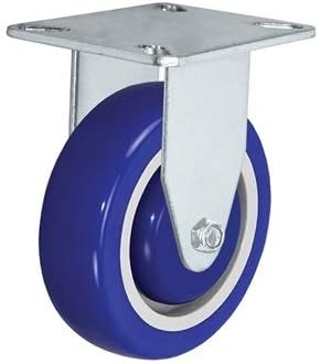 CasterHQ - 5 X 1-1/4 RIGID CASTER | BLUE POLYURETHANE ON POLYOLEFIN CORE WHEEL | 325 LBS CAPACITY | PLATE SIZE: 3-1/8 X 4-1/8