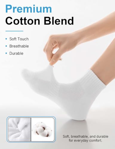 Image of Womens Ankle Socks Cotton Mini Crew Cushioned Running Workout Socks 6 Pairs