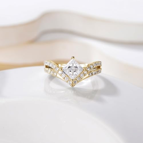 925 Sterling Silver/10K/14K/18K Solid Gold 1.7 Carat Princess Cutt Solitaire Moissanite Wedding Engagement Ring, Shank Wedding Ring for Women Size 4-142