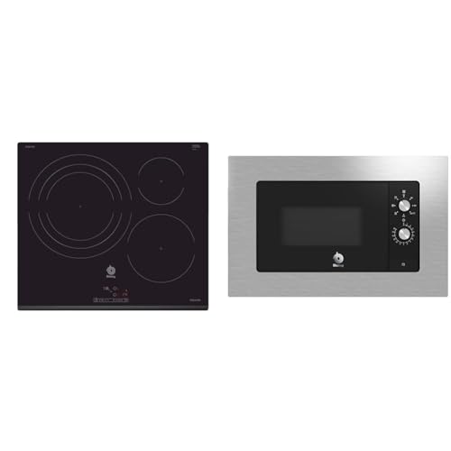 Balay 3EB967FR - Placa de Inducción, 3 Zonas, 60cm, Función Sprint, 17 Niveles Cocción & Microondas Integrable, 20 litros, con Marco, Grill, Iluminación LED, Asistente de Limpieza