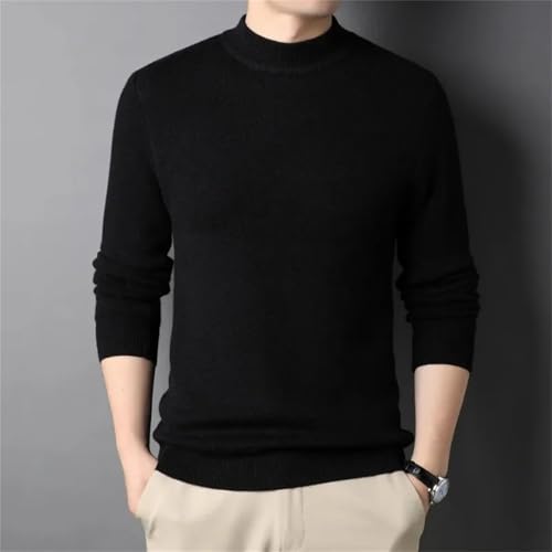 Men's Stand Collar Sweater Solid Color Pullover Knitted Casual Warm Soft Top2