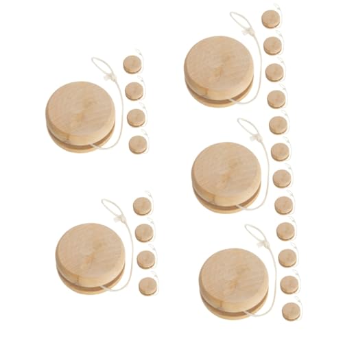 ERINGOGO 5sets Wooden Yo Yo Plaything for Unisex Outdoor Educational Enhances Hand Eye Coordination Finger Flexibility Design for 5pcs*5
