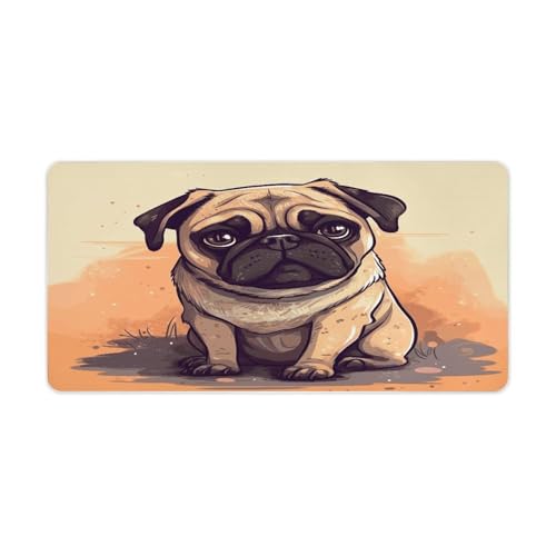 Pug Cartoon Desk Pad Large Office Desk Mat 30x60 cm miniatura 1