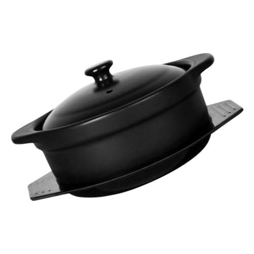 Alipis Casseruola Da Cucina in Ceramica 1,09l Con Coperchio e Doppio Manico Pentola Per Stufati e Zuppe Domestica Resistente Al Calore Utensile Da Cucina Per Brasare e Porridge
