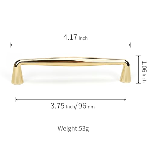 YAGU 10 Pack Top Polished Brass Kitchen Cabinet Pulls 3-3/4 Inch(96mm) Hole Center Solid Bright Gold Dresser Drawer Handles Furniture Hardware for Cupboard Wardrobe Closet Vanity by YAGU - Used condition - Image 3