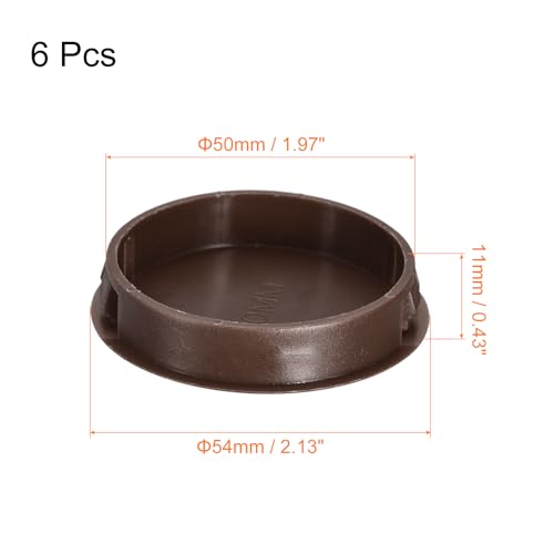 Image of uxcell 50mm /1.97 inch Plastic Hole Plugs, 6Pcs Flush Type Panel Round Snap in Fastener Knockout Locking Plugs for Furniture Insert End Caps Panels, Brown
