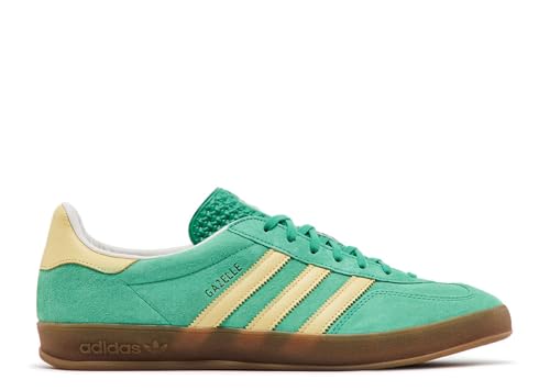 Image of adidas Men's Gazelle Indoor Sneaker, Semi Court Green /Almost Yellow /Gum, Size 11.5