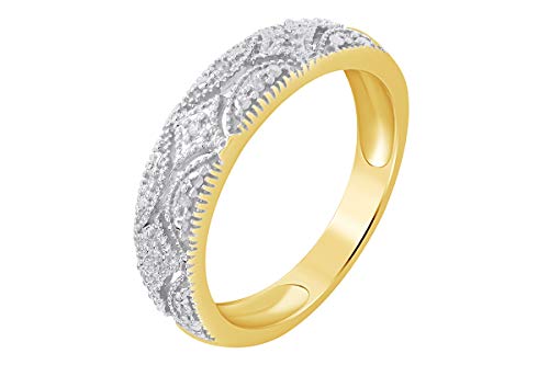 Wedding Band Rings for Women Round Cut Moissanite, Lab Grown or Natural Diamond Stackable Ring in 14K Gold Plated 925 Sterling Silver Jewelry Gift for Her2