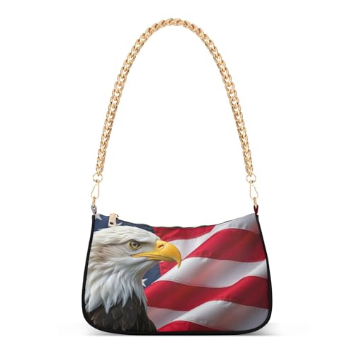 Image of Shoulder Bags for Women American US Flag Independence Day Patriotic Hobo Tote Handbag Small Clutch Purse with Zipper Closure