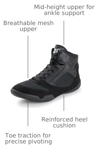 Image of ZVC Wrestling Shoes Men Boxing Shoes for Fighting Shoes Powerlifting Bodybuilding Boots Footwear