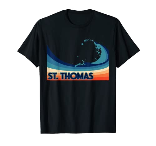 Santo Tomás USVI Retro Surf, Navegación y Pesca Vacaciones Camiseta