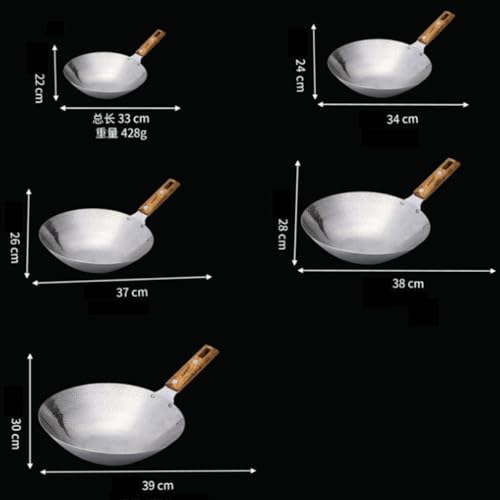 Wok de acero inoxidable con mango de madera 30 cm miniatura 2