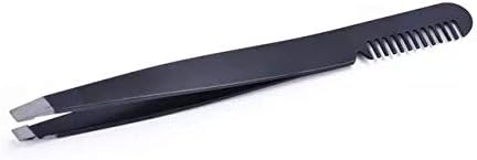 Slanted Tweezer Stainless Steel for Eyebrow Eyelashes with comb feature