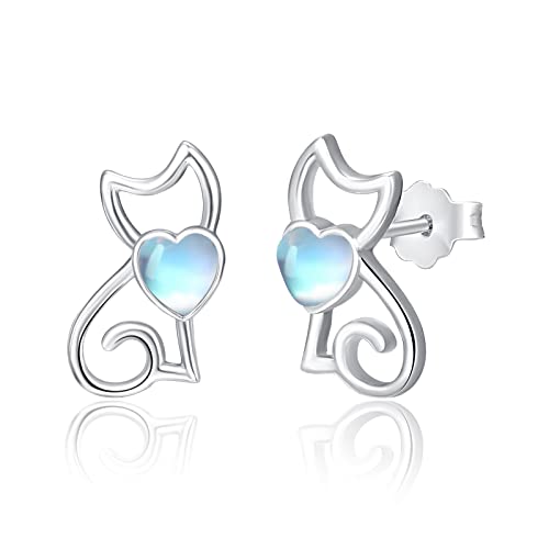 Boucles d'oreilles chat S925 argent anti-irritation pour lobes sensibles des femmes